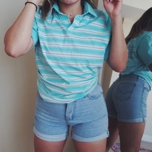 Under Armour loose fit golf polo blue white medium